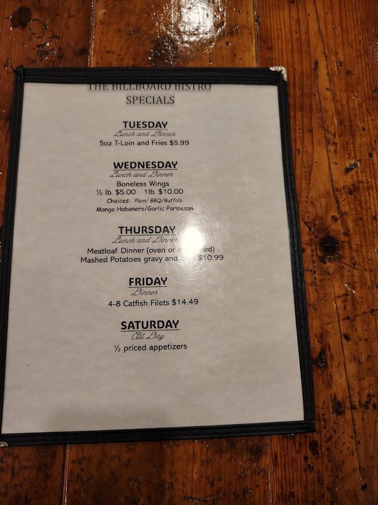 The BillBoard Bistro Menu image 3